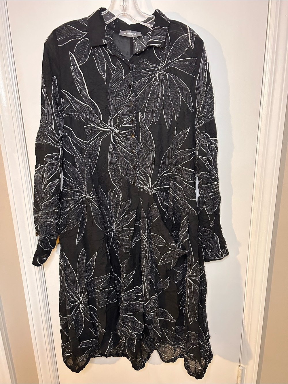 ALEMBIKA SHEER CRINKLE LEAF DRESS SIZE 3 (US SIZE 10-12)